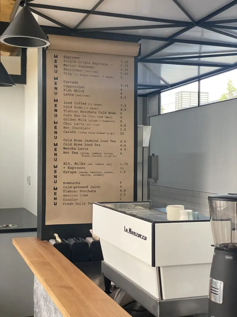 Giant Leap Coffee features an extensive drinks menu.