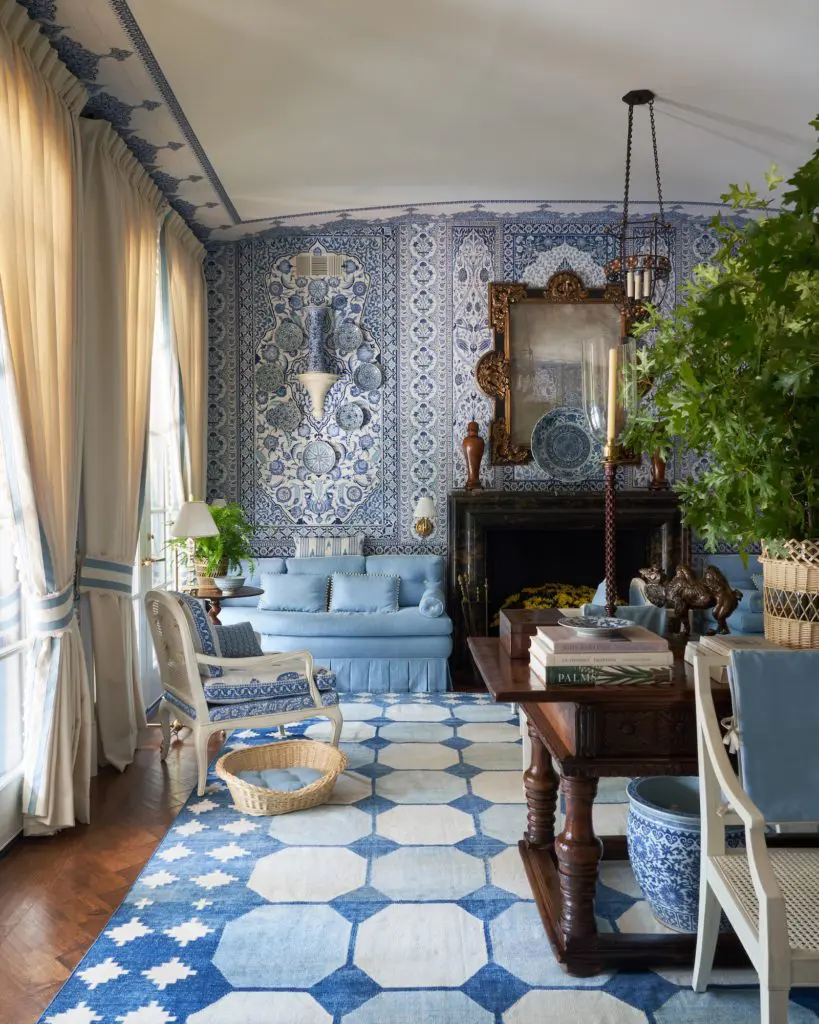 Living room designed by Mark D. Sikes Interiors. (Photo by Stephen Karlisch)