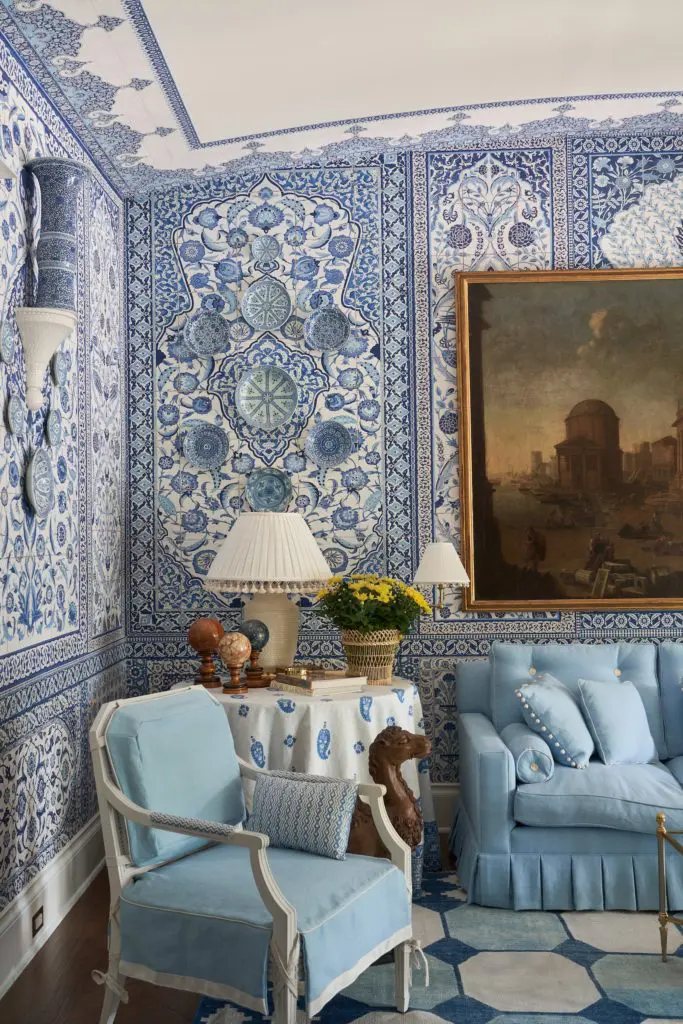 Living room designed by Mark D. Sikes Interiors. (Photo by Stephen Karlisch)