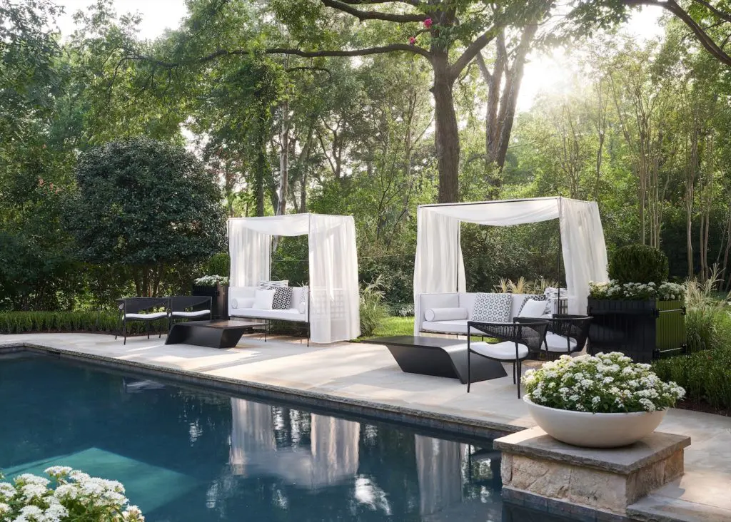 Rear landscape and pool deck designed by Melissa Gerstle Design.  (Photo by Stephen Karlisch)