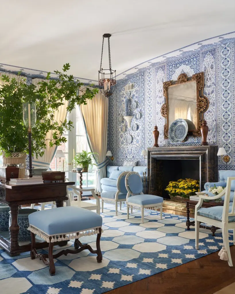 Living room designed by Mark D. Sikes Interiors. (Photo by Stephen Karlisch)