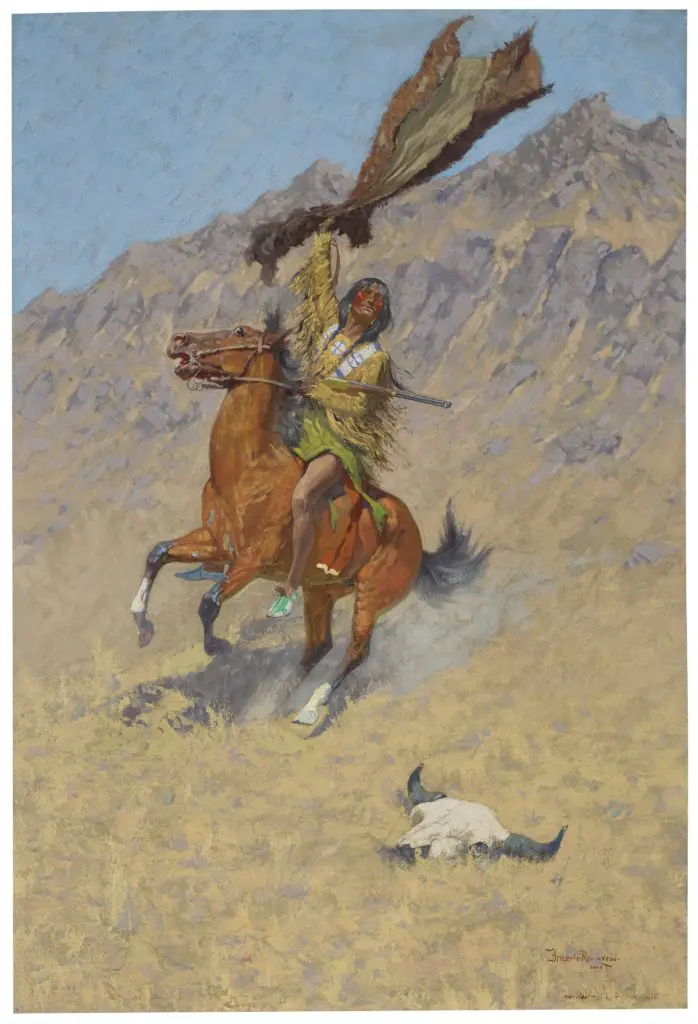 Frederic Remington’s remarkable oil painting "The Signal (If Skulls Could Speak)" is at the forefront of the collection (estimate: $3,000,000-5,000,000).