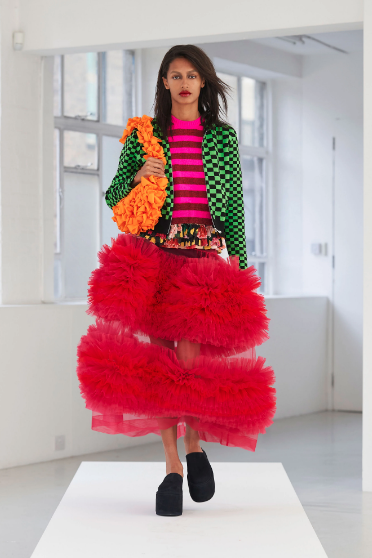 Molly Goddard's spring collection pairs riotous colors and contrasting fabrics. (Photo courtesy of Molly Goddard)