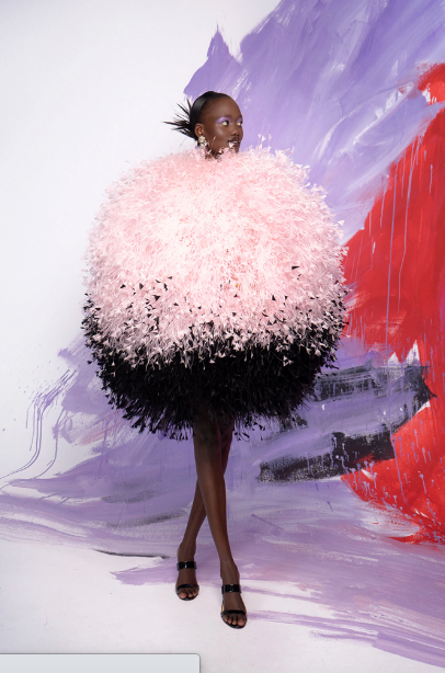 Halpern fluffball feather cocktail dress. (Photo courtesy of Halpern)