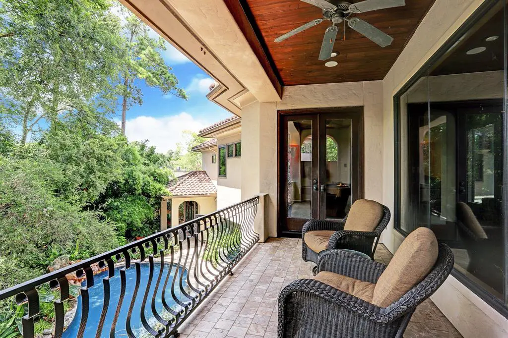 Covered patio overlooks the pool.