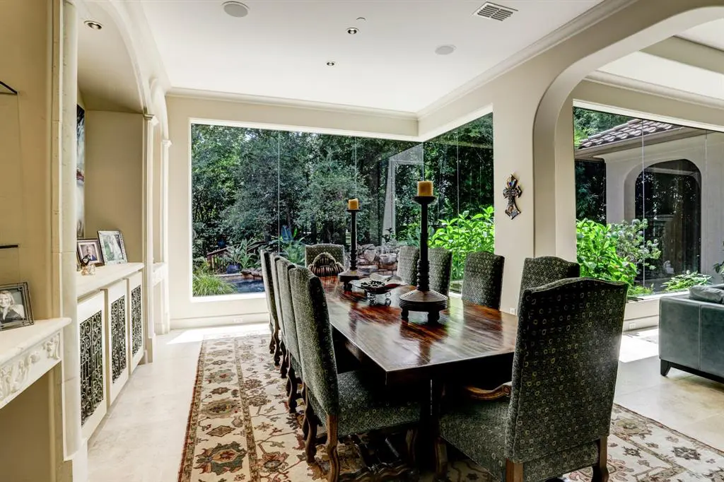 The modern dining with serene view.