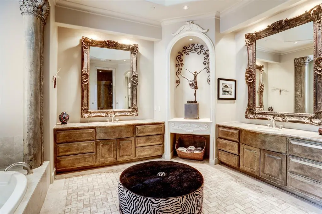 The master bath with his and hers vanities.