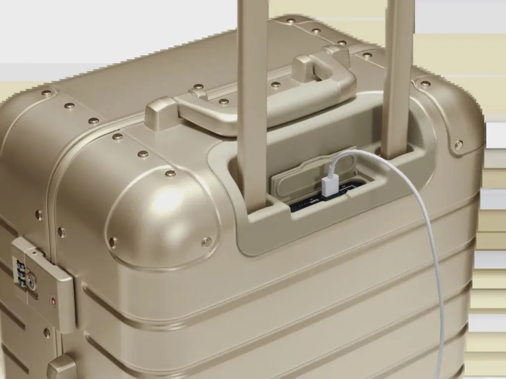 USB ports built into the Away carry-on, available in the brand's first-ever sale.