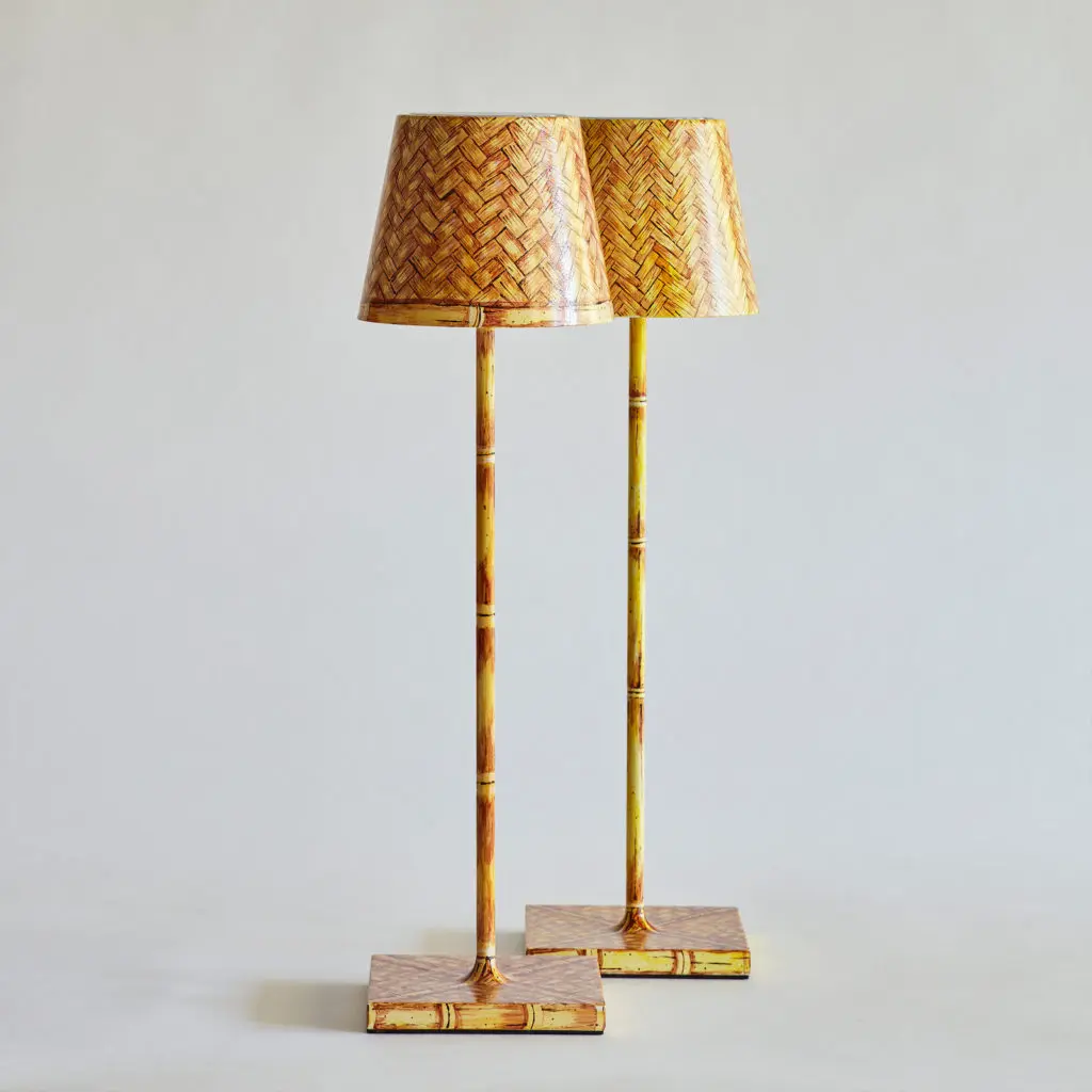 Casa Branca wireless lamps hand-painted by artist Margot Larkin, $495 each. (Photo by Nick Sargent)