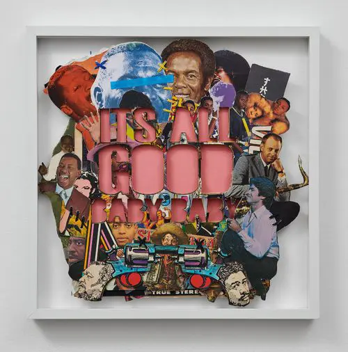 Robert Hodge's "It's All Good," 2020, mixed media collage on reclaimed paper