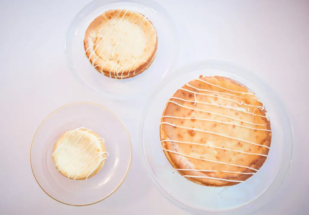 The new bakery offers cheesecakes in 5-inch, 7-inch, and 9-inch whole cakes. (Photo by Lacy Alewel)