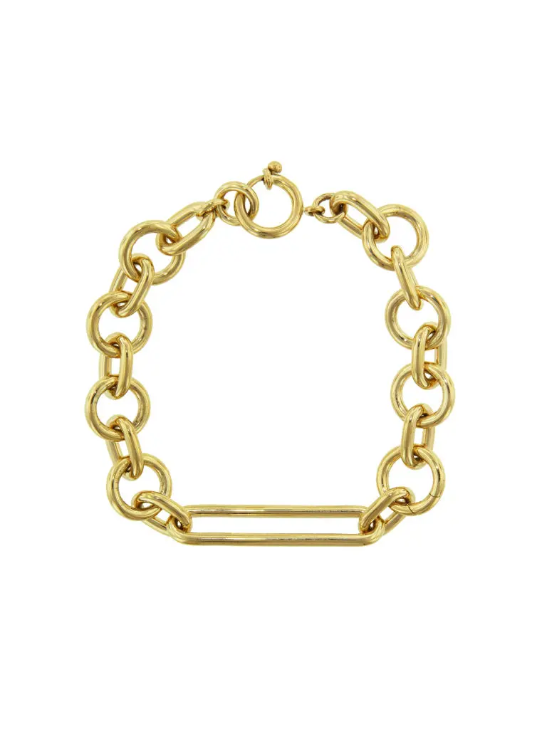 The gold link bracelet will be a wardrobe staple.