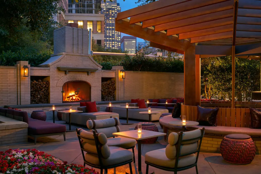 Fearing's patio offers incredible ambiance at night. (Courtesy)