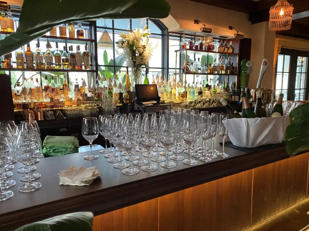 The Caymus wine dinner at Le Colonial required several hundred wine glasses for the five-course dinner.