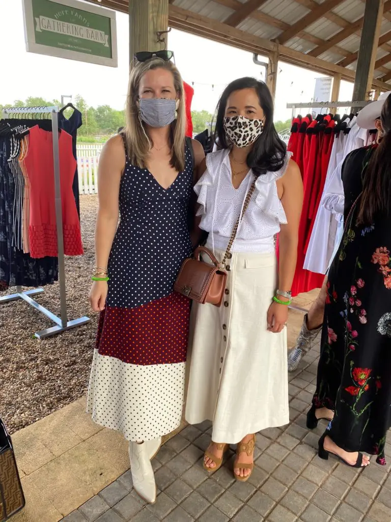 Bethany Buchanan and Stephanie Fleck at Hope Farm's Fashion in the Fields outing benefiting Recipe for Success. (Photo by Shelby Hodge)