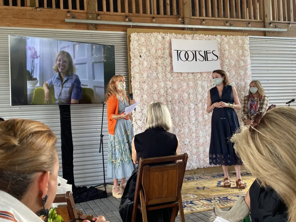 Designer Lela Rose joins the Recipe for Success Fashion in the Fields event at Hope Farms via Zoom from her office in New York. (Photo by Shelby Hodge)