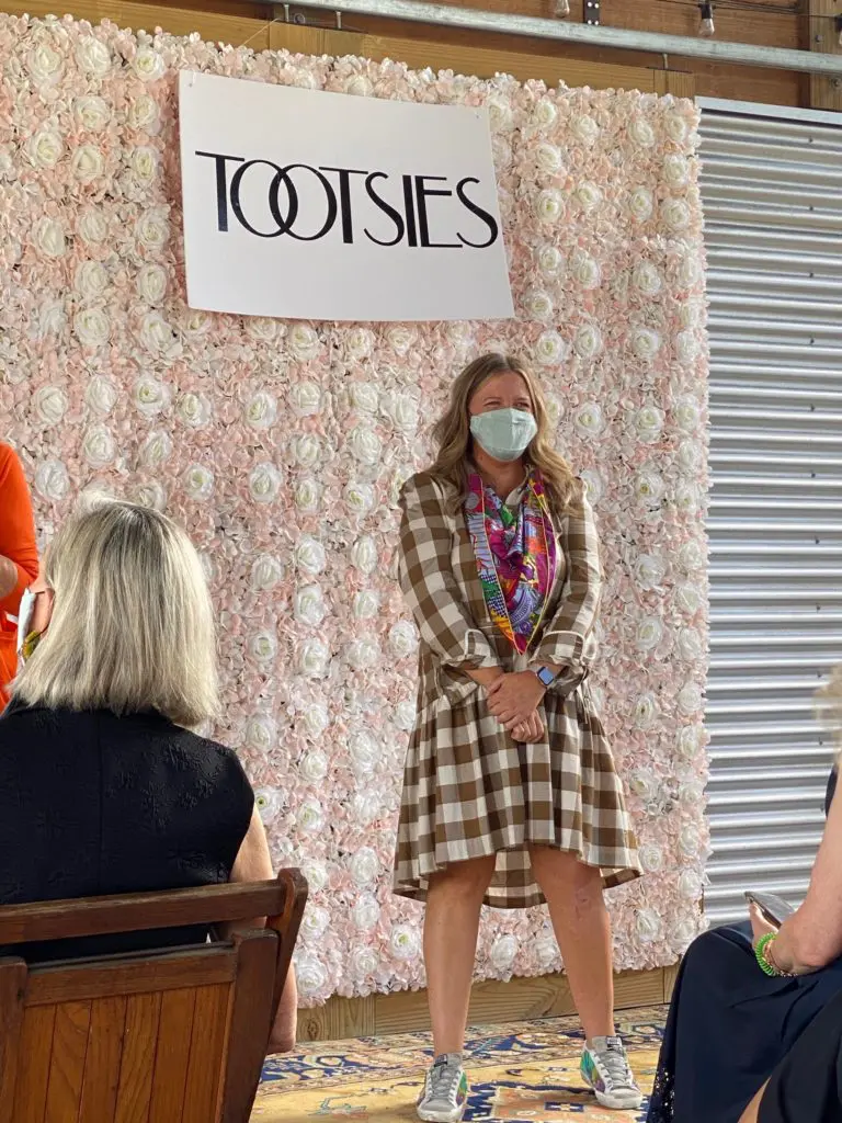 Melissa Sugulas takes bows at Hope Farm's Fashion in the Fields outing benefiting Recipe for Success. (Photo by Shelby Hodge)