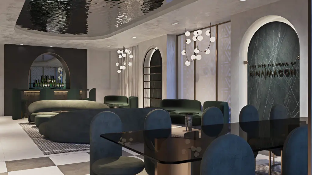 Rendering of The Nina Magon Lounge above Zadok Master Jewelers in Post Oak Place, expected to open in the first quarter of 2021.