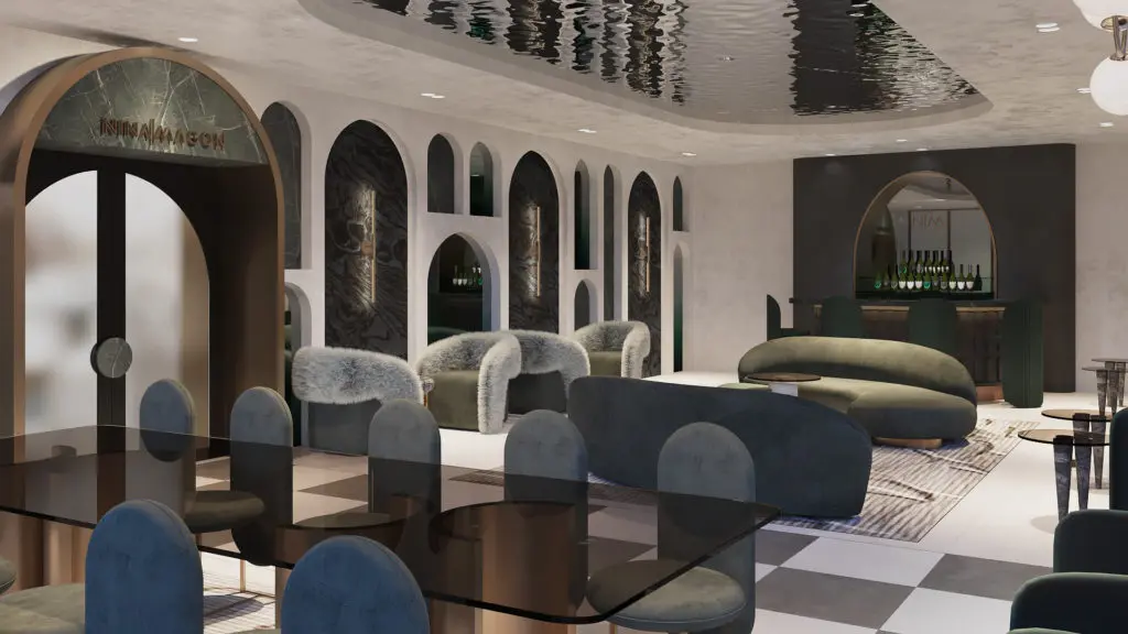 Rendering of The Nina Magon Loungeabove Zadok Master Jewelers in Post Oak Place, expected to open in the first quarter of 2021.