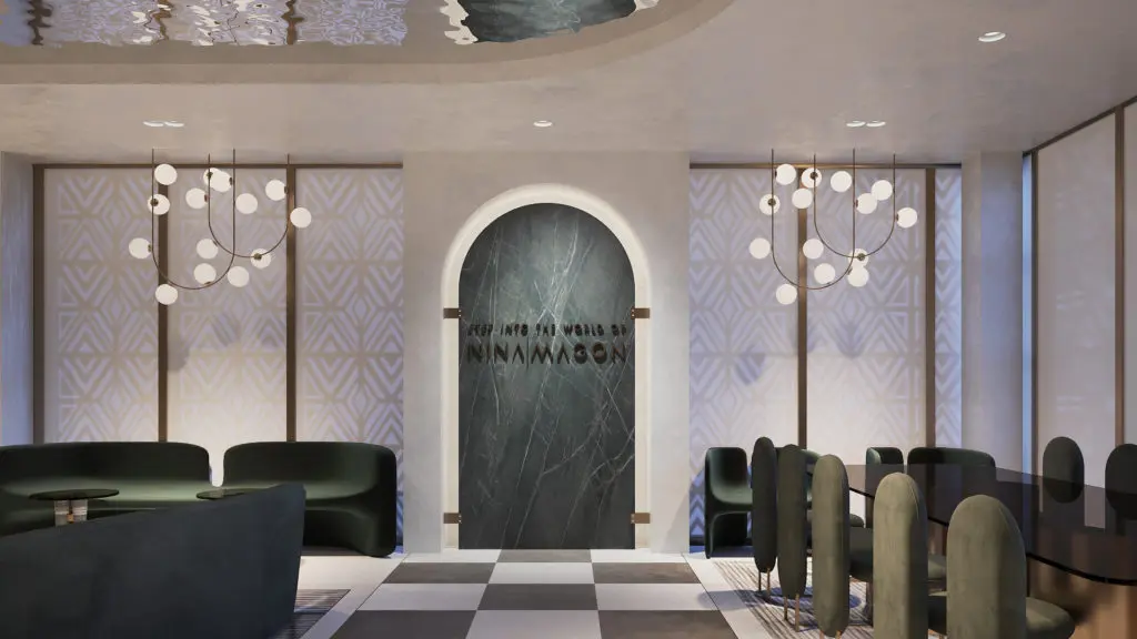 Rendering of The Nina Magon Loungeabove Zadok Master Jewelers in Post Oak Place, expected to open in the first quarter of 2021.