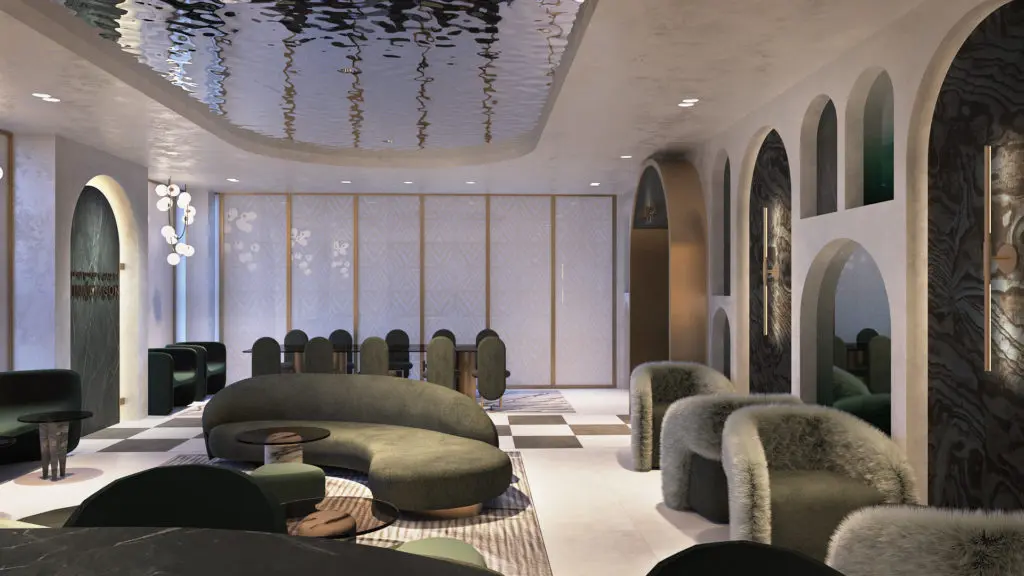 Rendering of The Nina Magon Loungeabove Zadok Master Jewelers in Post Oak Place, expected to open in the first quarter of 2021.
