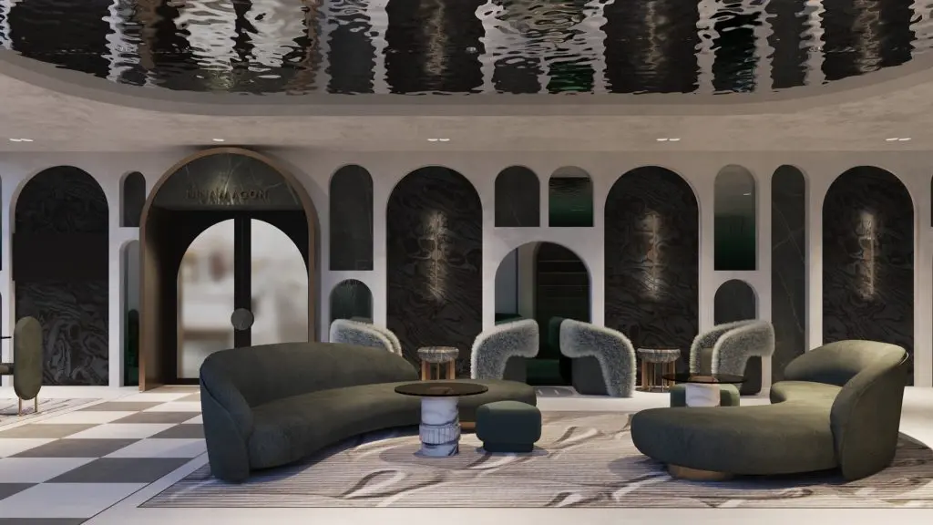 Rendering of The Nina Magon Loungeabove Zadok Master Jewelers in Post Oak Place, expected to open in the first quarter of 2021.