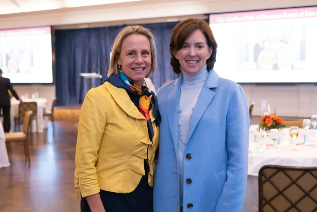 Meg Tapp, Sarah Dameris at the Houston Hospice Laura Lee Blanton Community Spirit Award dinner. (Photo by Daniel Ortiz)