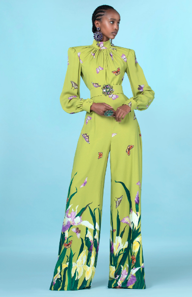 Andrew Gn green floral jumpsuit. (Photo courtesy of Andrew Gn)