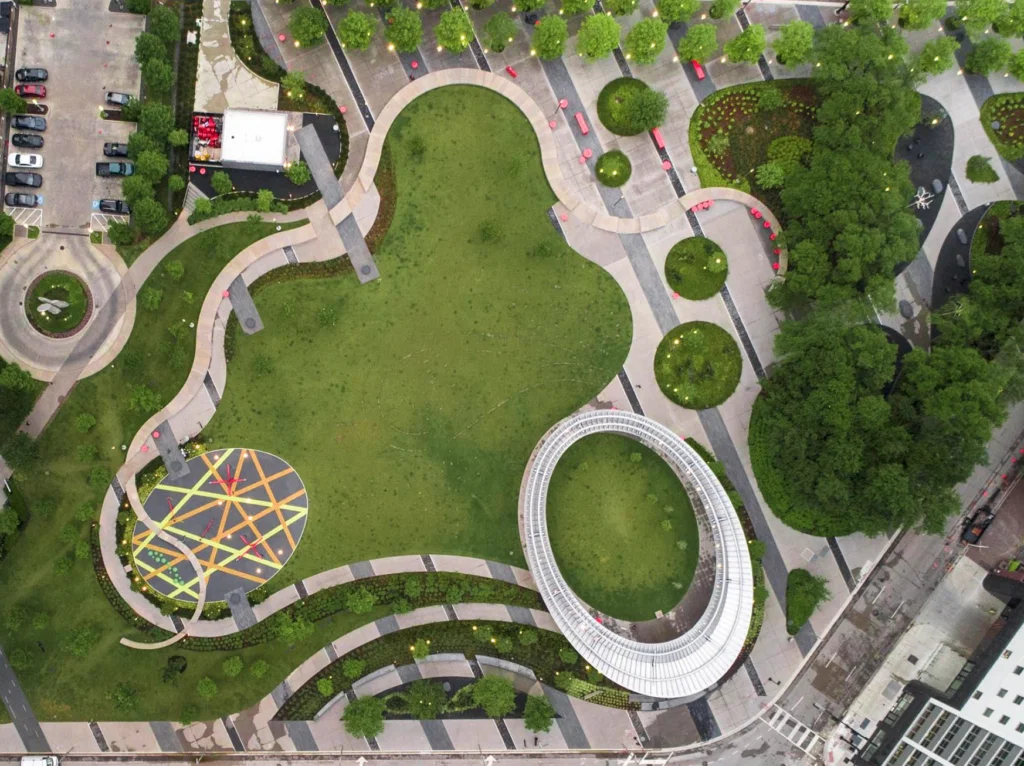 Pacific Plaza Pavilion, photographed by Parrish Ruiz Develasco, SWA Group, Zahner Metals, HKS Architects