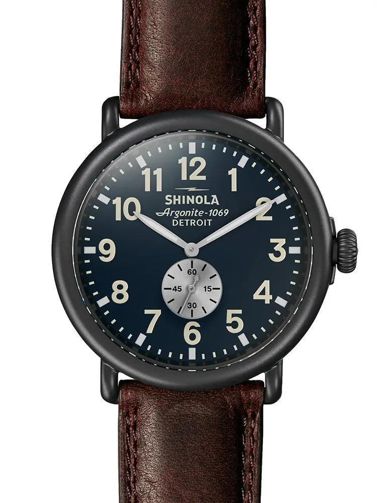 Shinola' masculine, sand-blasted black Runwell Watch.