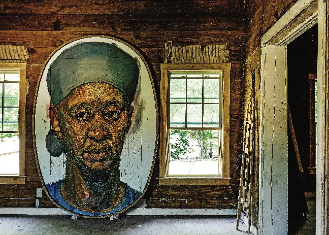 Portrait of Letitia Huckaby painted by her husband Sedrick Huckaby, on display at Big Momma’s House. (photo by Max Burkhalter) 