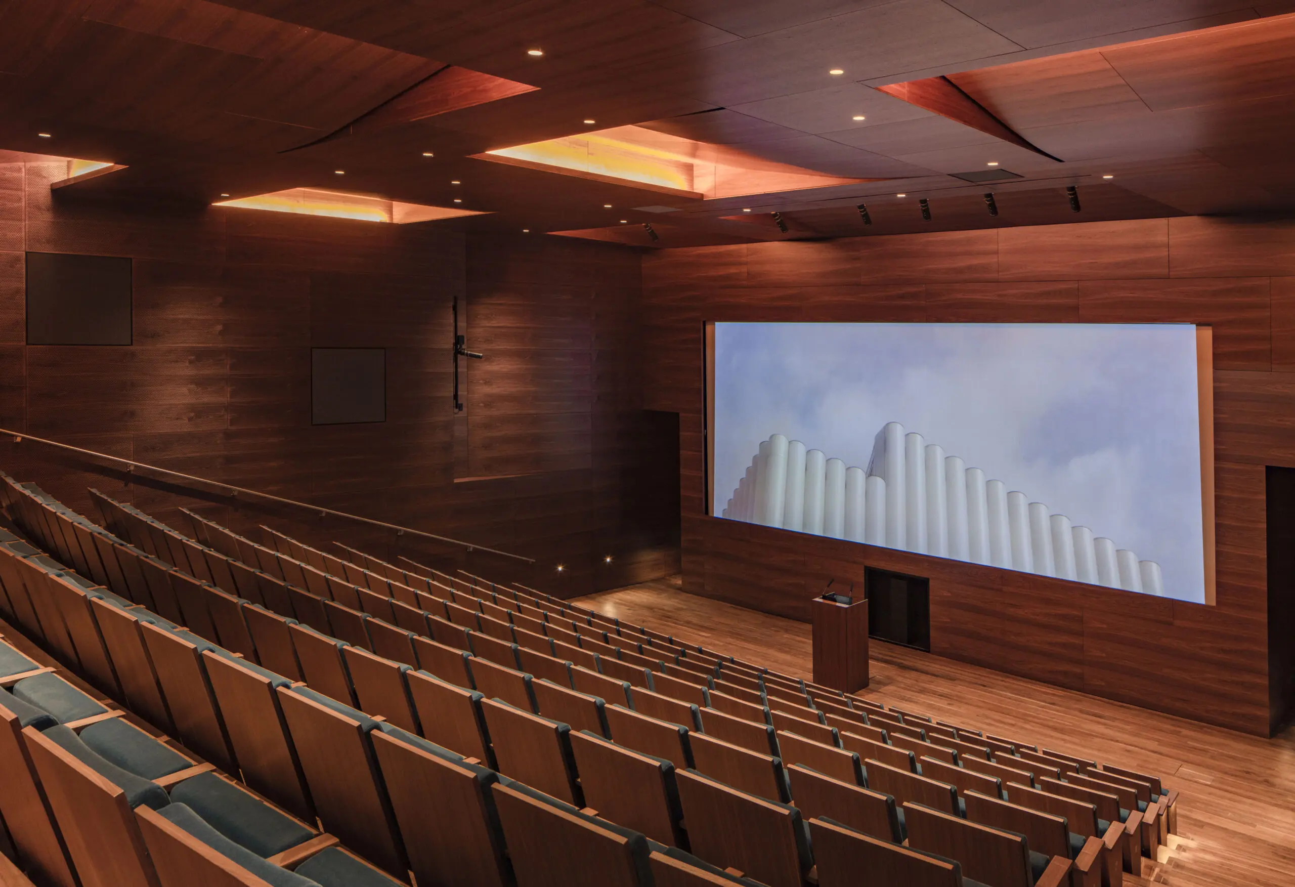 The Lynn Wyatt Theater on the lower level of the Nancy and Rich Kinder Building at the Museum of Fine Arts, Houston. (Photo by Richard Barnes, Courtesy of the Museum of Fine Arts, Houston)