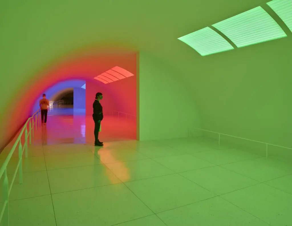 Installation view of Carlos Cruz-Diez’s 'Cromosaturación' light tunnel, MFAH, Paris 1965 Houston 2017. (Photo by Richard Barnes, Courtesy of the Museum of Fine Arts, Houston)