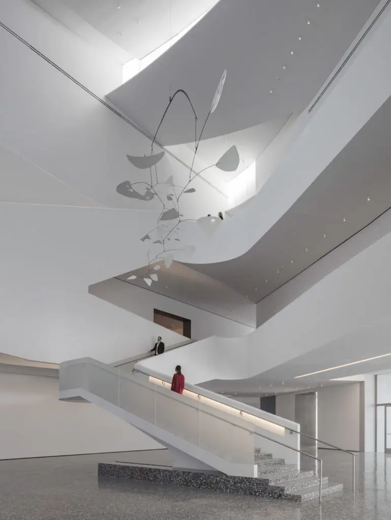 The Alexander Calder mobile hangs in the central hall of the Nancy and Rich Kinder Building of the Museum of Fine Arts, Houston.  (Photo by Richard Barnes, Courtesy of the Museum of Fine Arts, Houston)