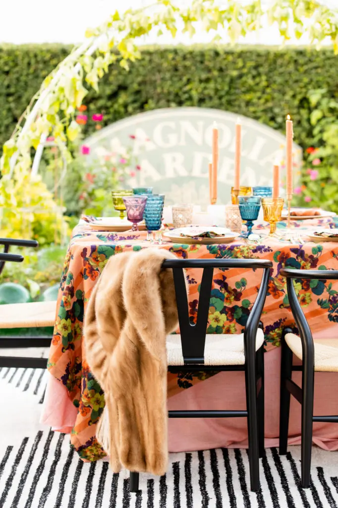 It was a picture-perfect if chilly (thus the fur) evening for dinner in the garden. (Photo by Lawrence Elizabeth Knox)