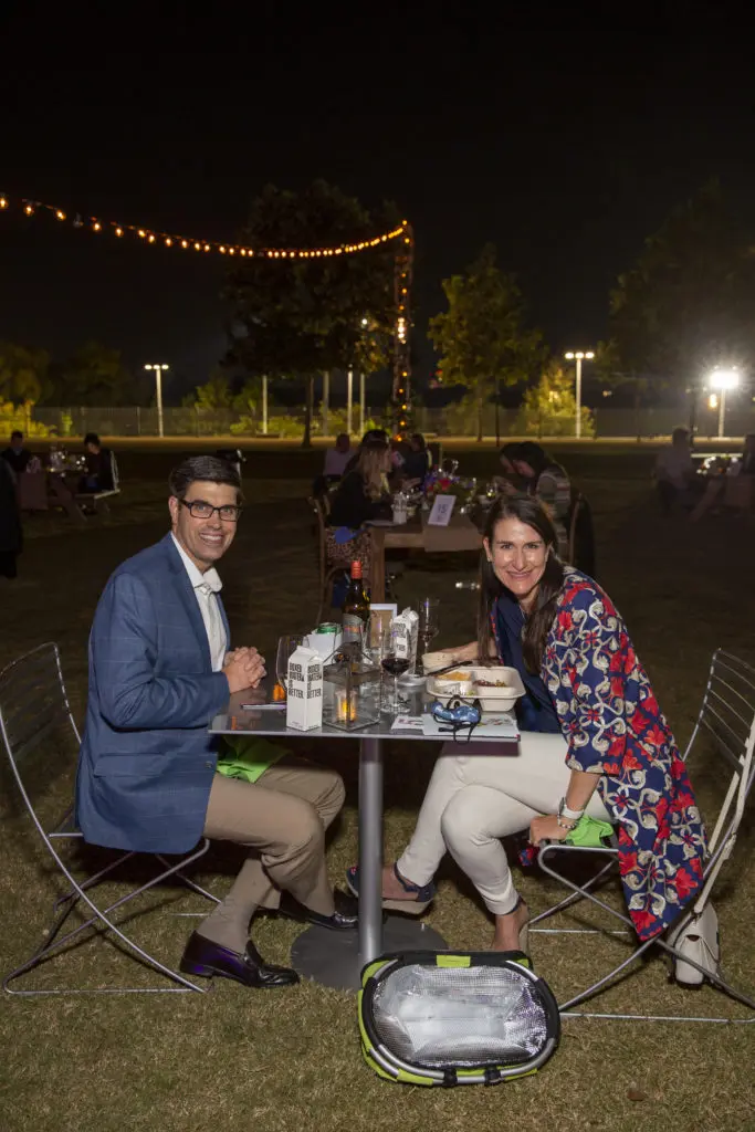 John & Kristen Berger at the Buffalo Bayou Foundation celebration on the banks of  Buffalo Bayou  (Photo by Jenny Antill Clifton)