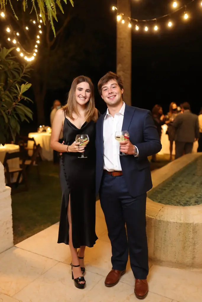 Ana Torras, Tommy Hayes at the Correa Family Foundation dinner hosted by Fabergé at the home of Isabel and Ignacio Torras. (Photo by Quy Tran)