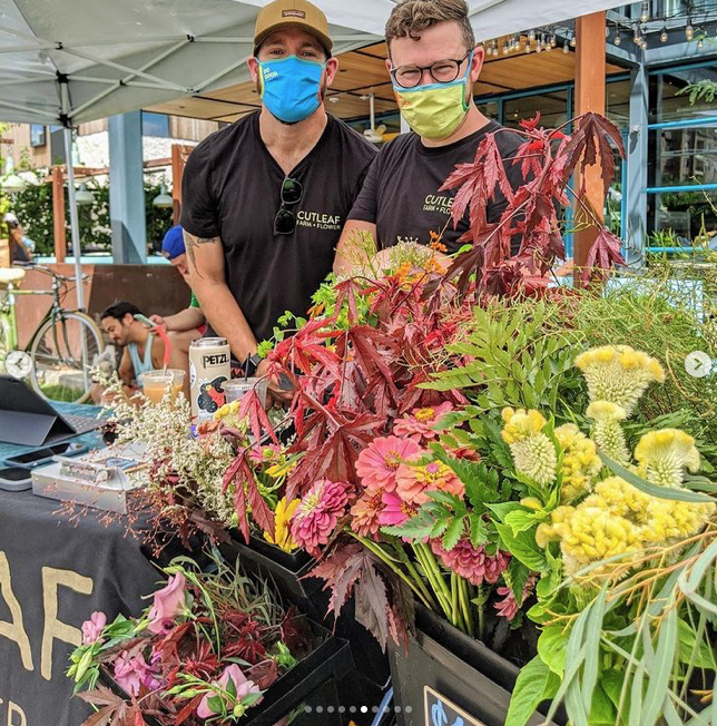Home grown flowers are among offerings from the 60 vendors who join the Rice Village Farmers Market, held the first and third Sunday of the month.