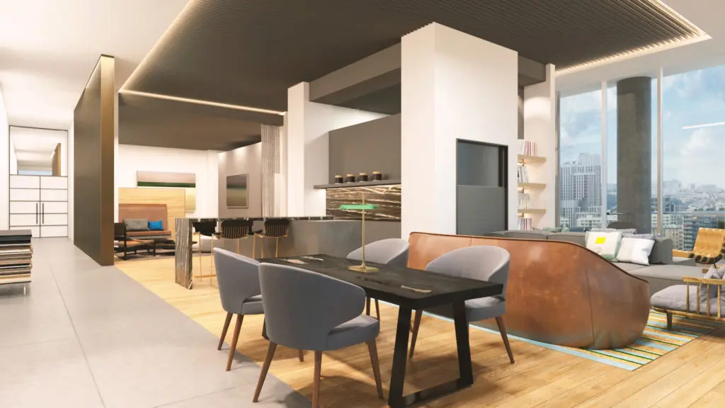 The Victor will have plenty of places to work. Working from home takes on new definition in a 40-story high-rise.