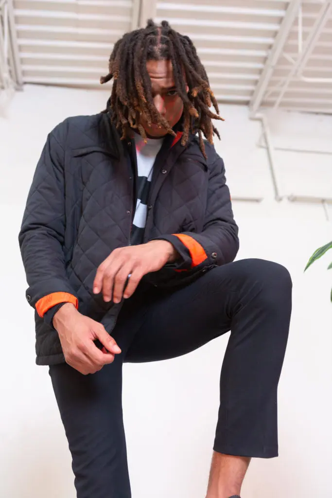d.RT's Bawla Jacket in black/fire, $348 
