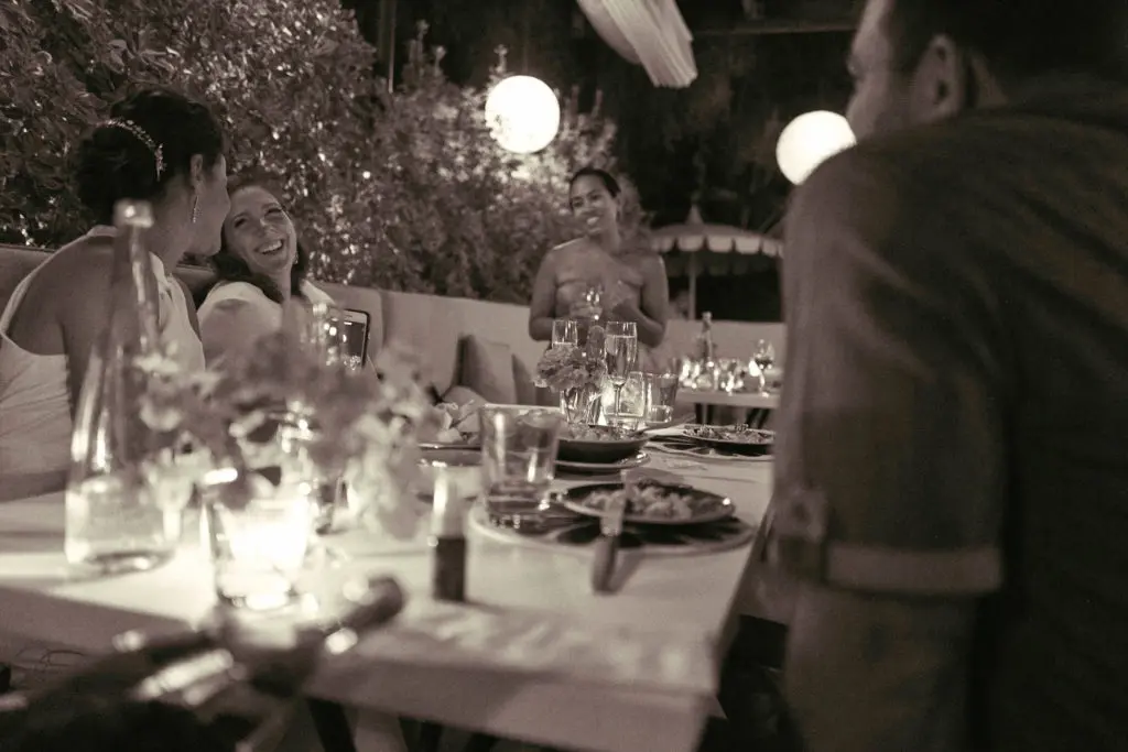 An intimate gathering followed the short ceremony on the grounds of the Parker. (Photo by Tom Shirmacher)