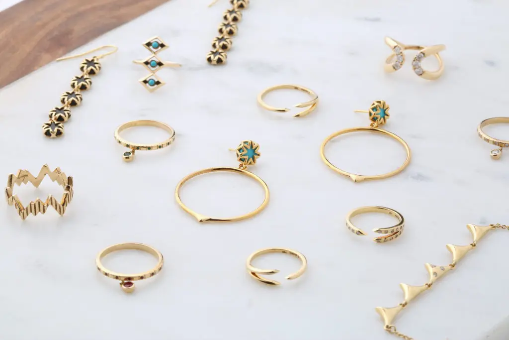 Skaska's 18-, 14-, and 10-karat gold pieces are made in Dallas and sustainable sourced. 
