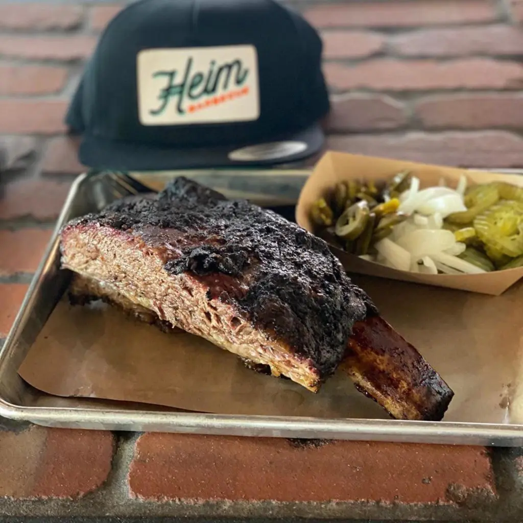 Heim Barbecue's mamouth Niman Ranch beef rib is part of why its such a beloved North Texas institution.