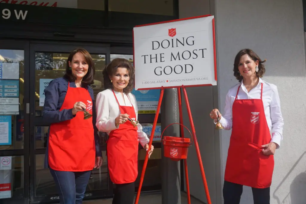 Taking up the cause for the Salvation Army over the holidays — Jenny Elkins, Linda McReynolds, Judy Tate. (Photo by Jenny Antill Clifton)