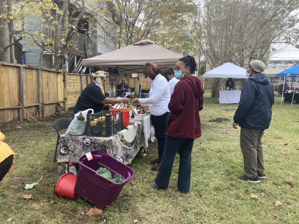 Local vendors at Freedmen's Town Farmers Market are selling fresh fruits and veggies. (Photo by Priscilla T. Graham). 