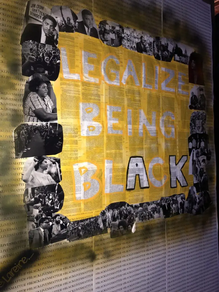 Arkan Ali's "BLM" collage showcases important moments in Black and civil rights history. (Photo by Nicole Betts)