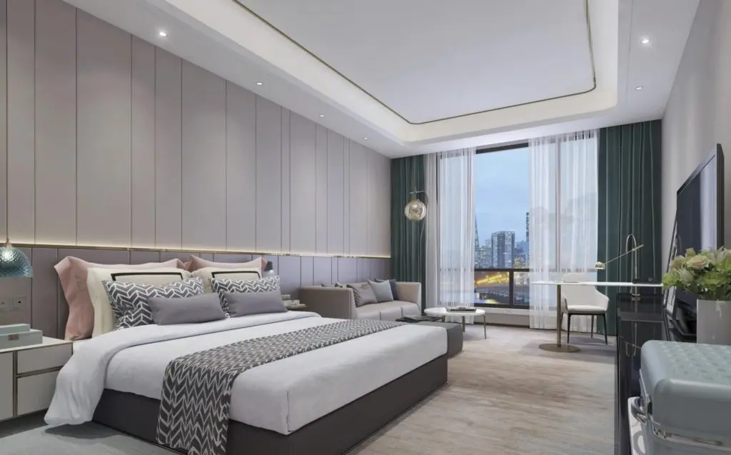 Guest room amenities in the Blossom Hotel Houston Medical Center include Nespresso coffee machines, smart TV, the necessary robe and slippers and Gilchrist & Soames amenities.
