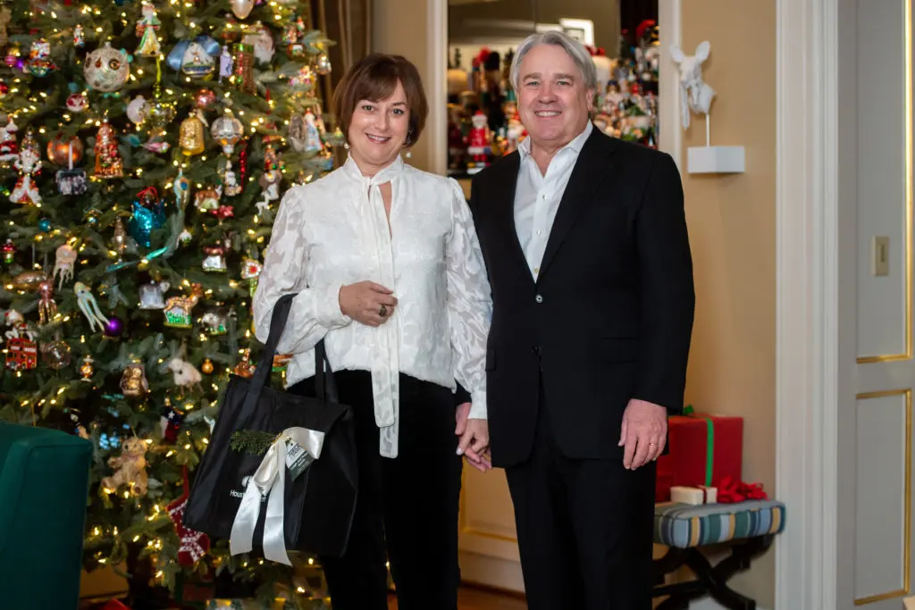 Houston Ballet board president Leigh Smith and husband Reggie Smith as they ready for the virtual Margaret Alkek Williams Jubilee of Dance. The Sugar Plum Fairy dessert from Jackson & Company for Houston Ballet's virtual 'Onstage Dinner.' (Photo by CatchLightGroup)
