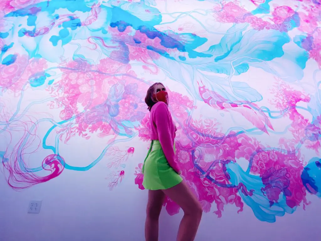 Austin artist Aerica Raven Van Dorn’s “Europa” is a dynamic mural that changes its appearance based on the light exposure. (Photo by Nicole Betts)