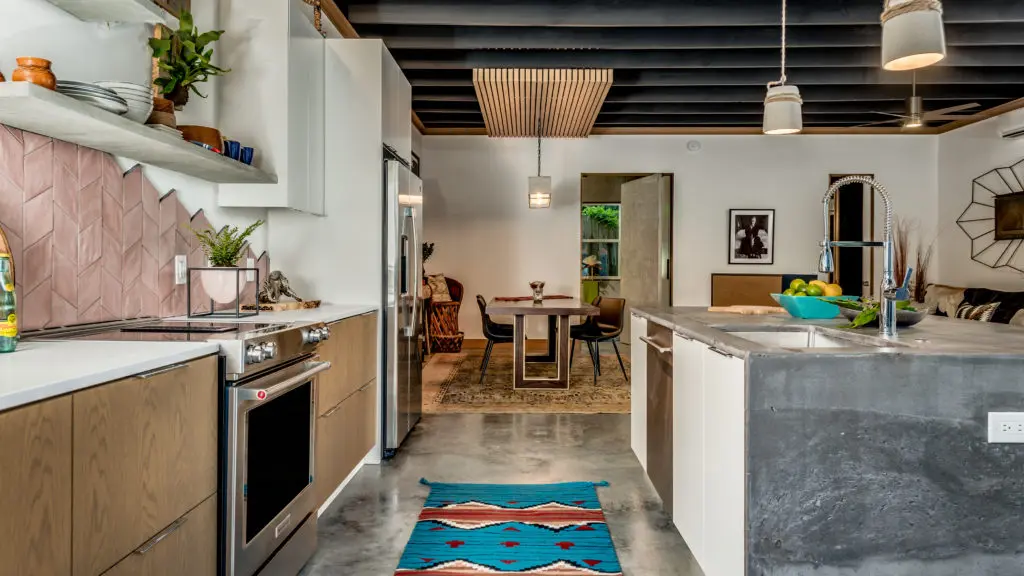 Georgie O'Keeffe's home in Sante Fe, New Mexico, was inspiration for this Nouveau Bungalow by Steven Allen Designs.